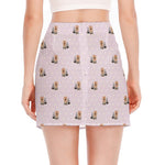 Cute Yorkshire Terrier Pattern Print Side Slit Mini Skirt