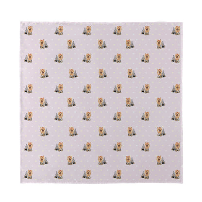 Cute Yorkshire Terrier Pattern Print Silk Bandana