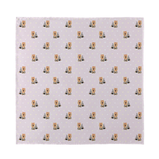 Cute Yorkshire Terrier Pattern Print Silk Bandana