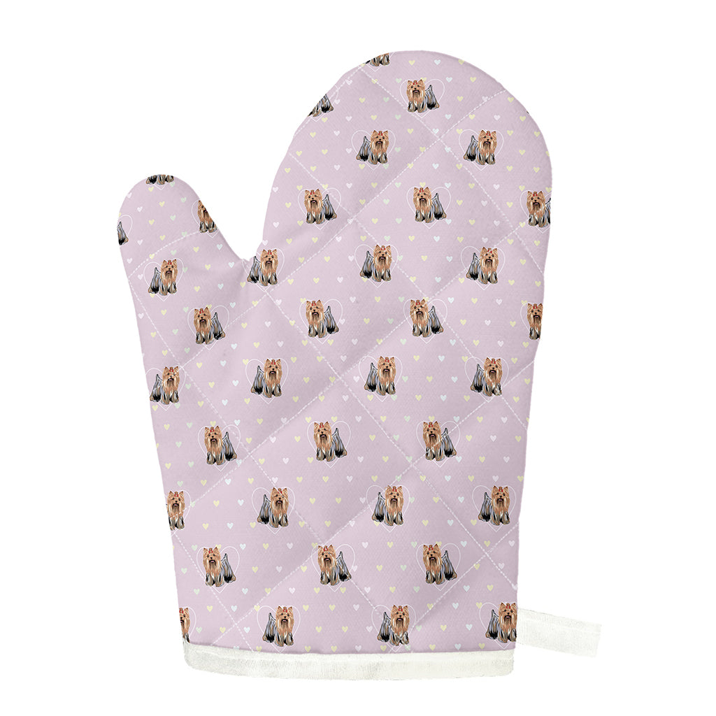 Cute Yorkshire Terrier Pattern Print Single Oven Mitt