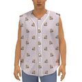 Cute Yorkshire Terrier Pattern Print Sleeveless Baseball Jersey
