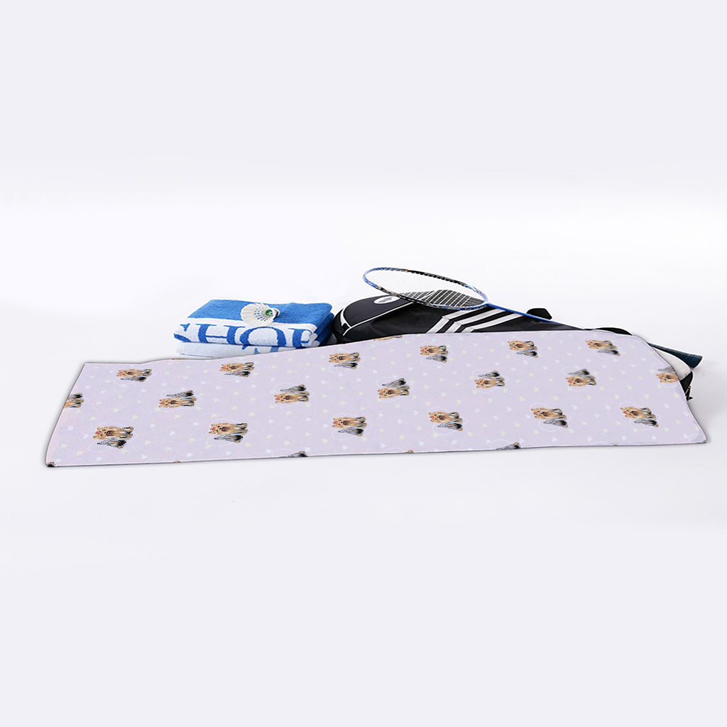 Cute Yorkshire Terrier Pattern Print Sports Towel