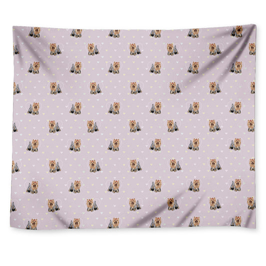 Cute Yorkshire Terrier Pattern Print Tapestry