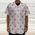 Cute Yorkshire Terrier Pattern Print Textured Short Sleeve Shirt