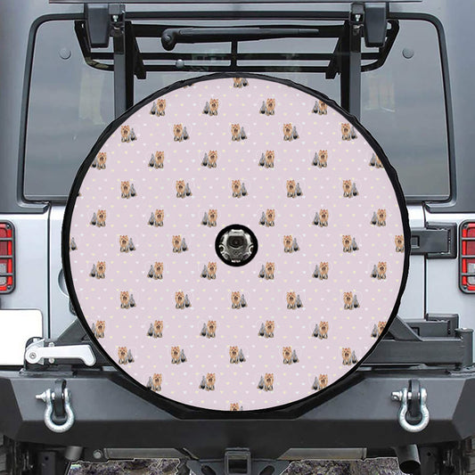 Cute Yorkshire Terrier Pattern Print Tire Cover With Camera Hole