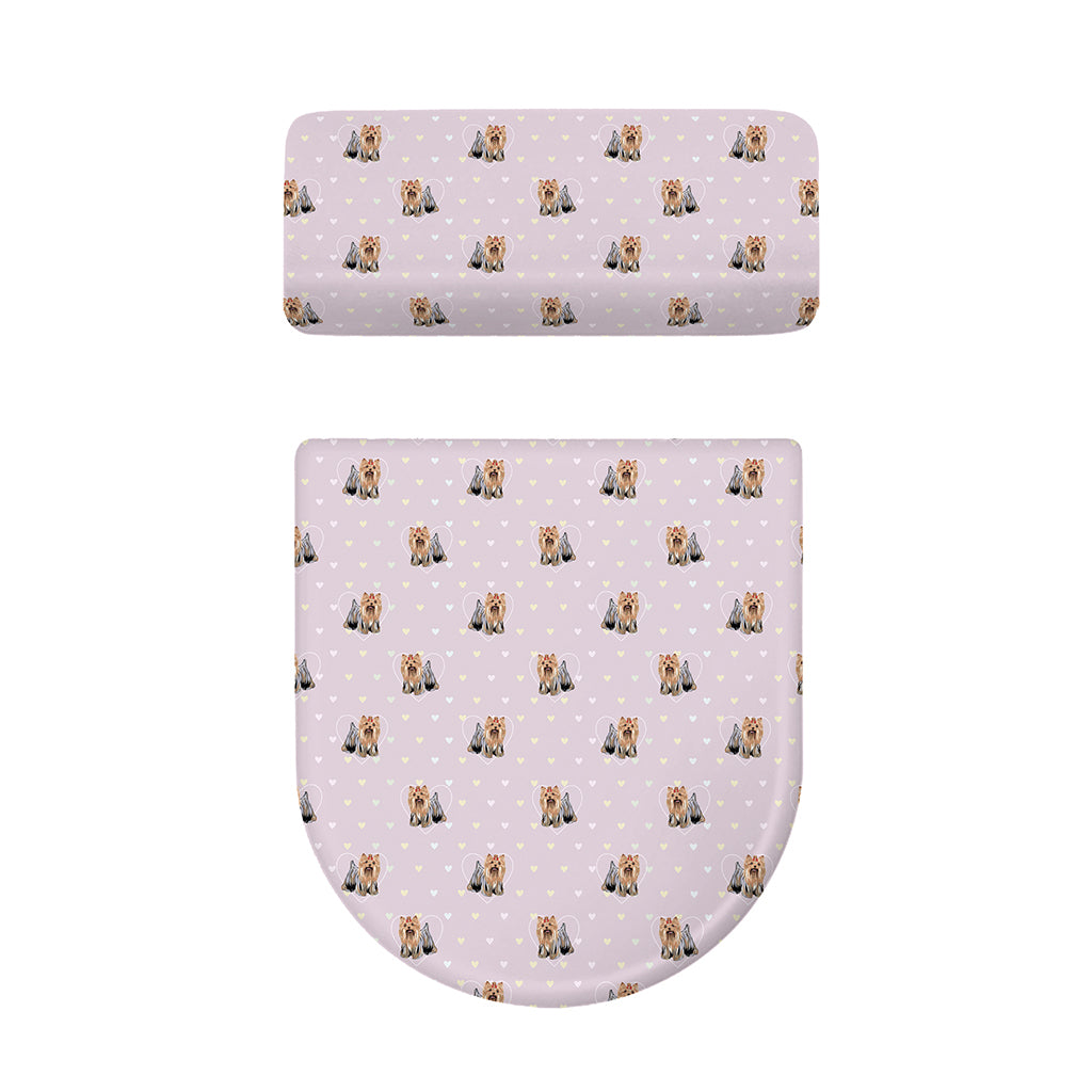 Cute Yorkshire Terrier Pattern Print Toilet Lid And Tank Cover Set