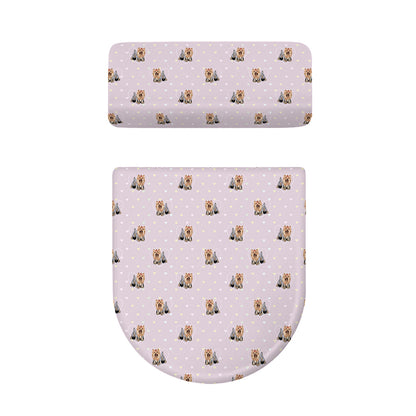 Cute Yorkshire Terrier Pattern Print Toilet Lid And Tank Cover Set