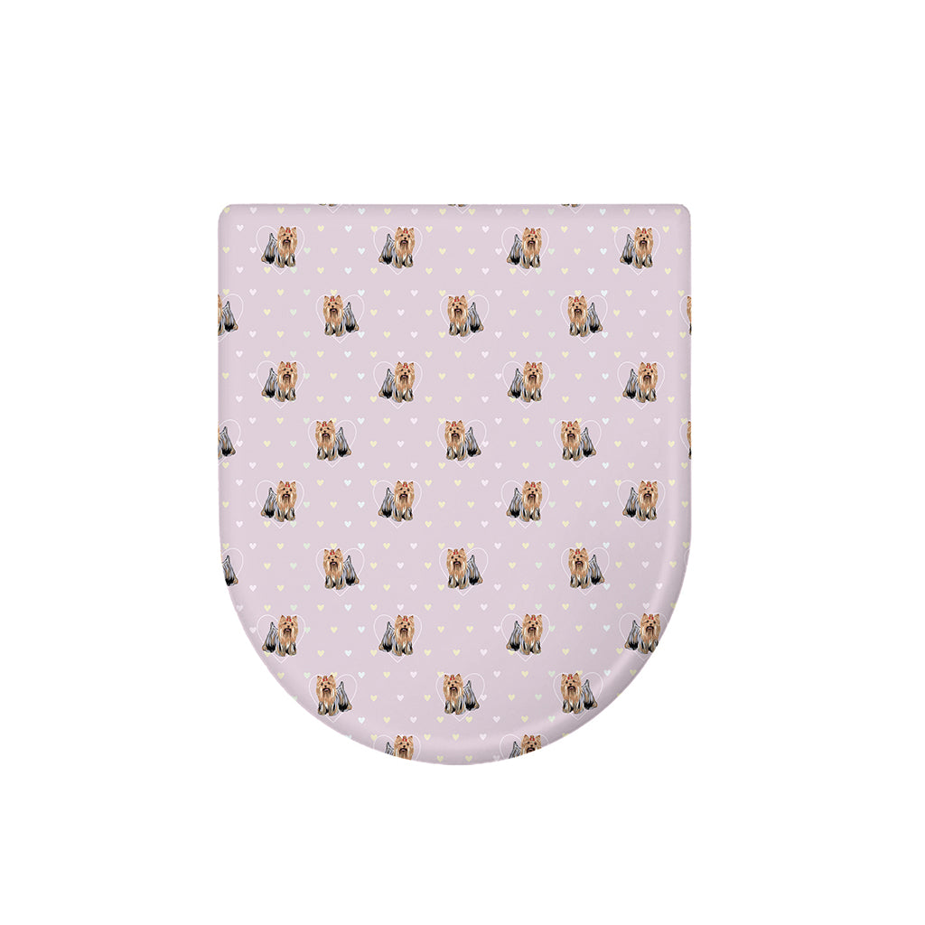 Cute Yorkshire Terrier Pattern Print Toilet Lid Cover