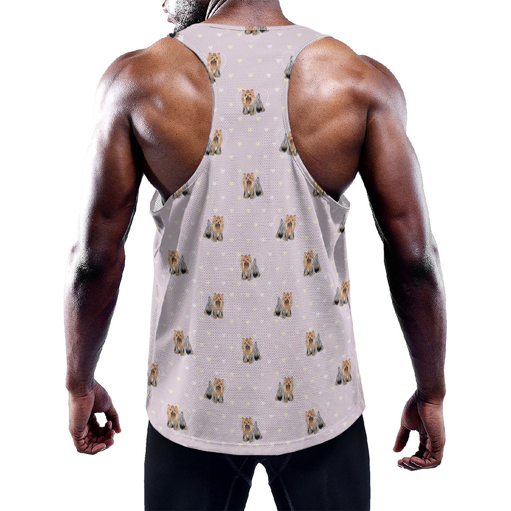 Cute Yorkshire Terrier Pattern Print Training Tank Top
