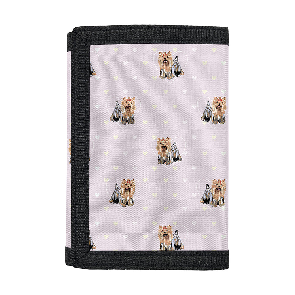 Cute Yorkshire Terrier Pattern Print Trifold Wallet