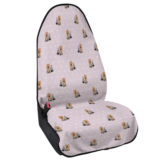 Cute Yorkshire Terrier Pattern Print Waterproof Car Seat Cover