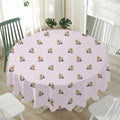 Cute Yorkshire Terrier Pattern Print Waterproof Round Tablecloth