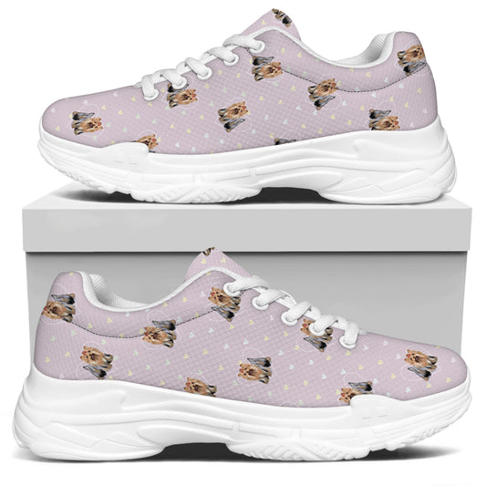 Cute Yorkshire Terrier Pattern Print White Chunky Shoes