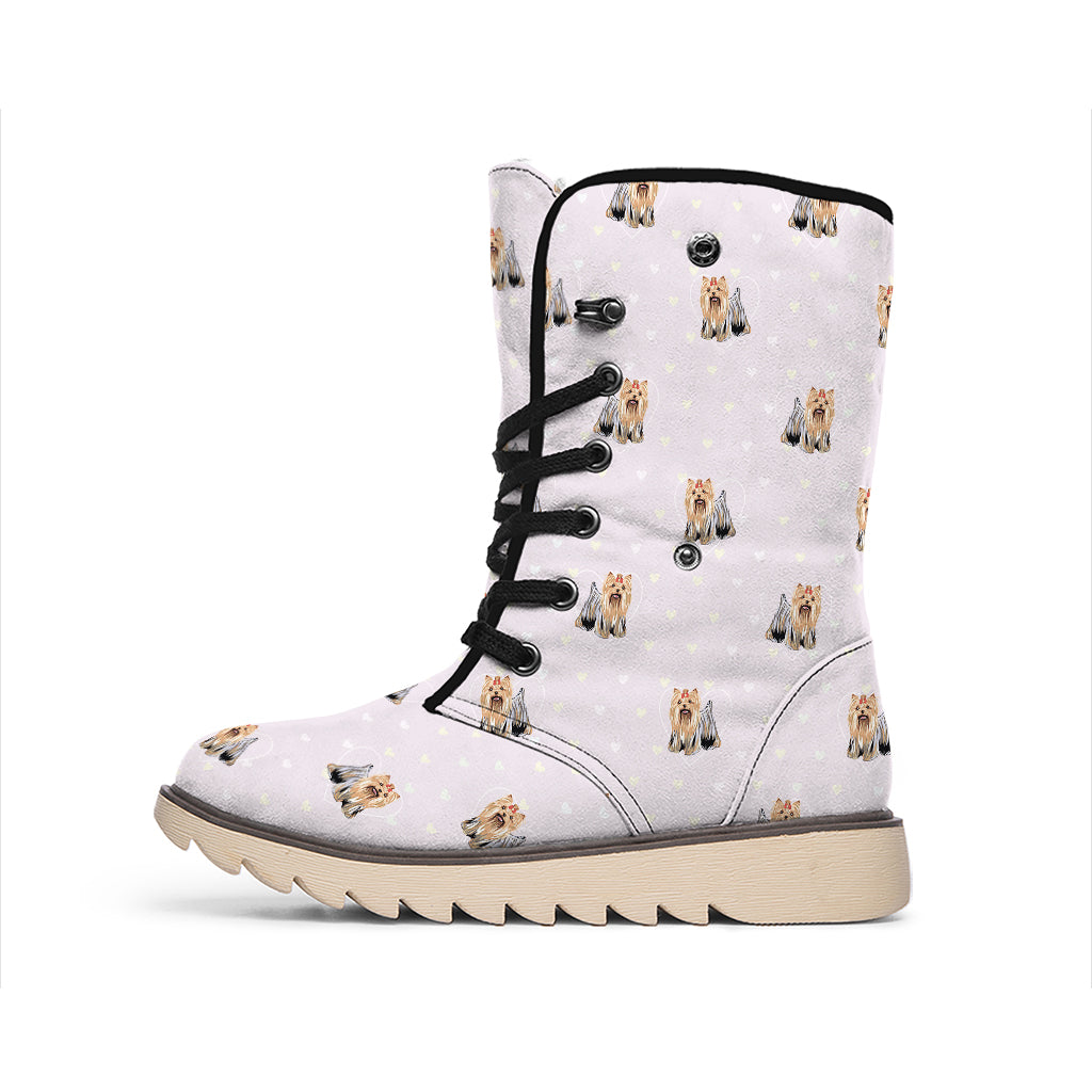 Cute Yorkshire Terrier Pattern Print Winter Boots