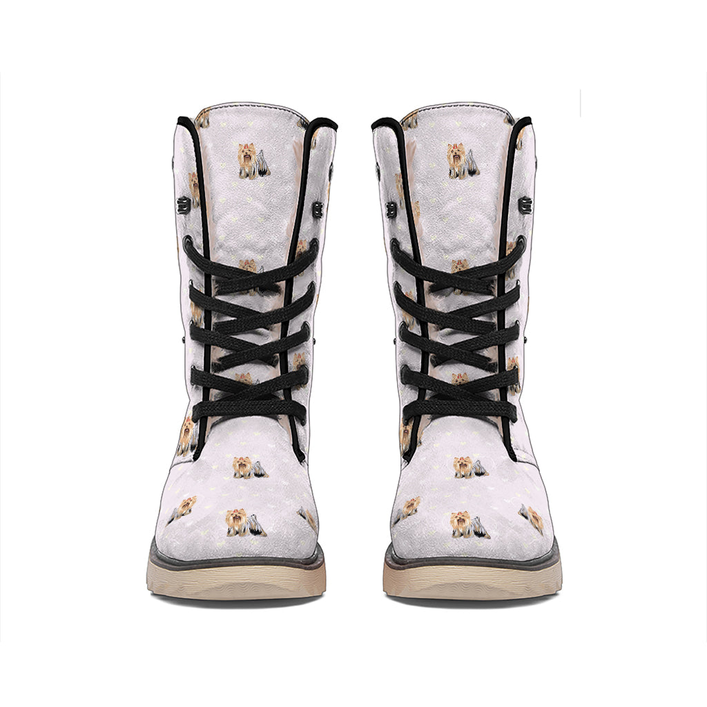 Cute Yorkshire Terrier Pattern Print Winter Boots
