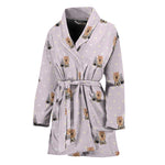 Cute Yorkshire Terrier Pattern Print Women's Bathrobe