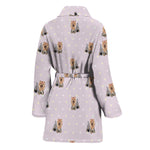 Cute Yorkshire Terrier Pattern Print Women's Bathrobe
