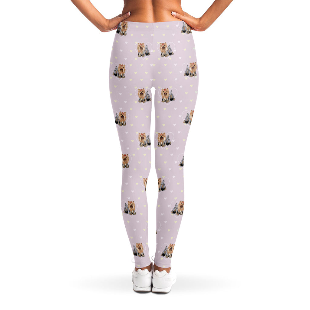 Cute Yorkshire Terrier Pattern Print Women's Leggings