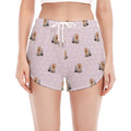 Cute Yorkshire Terrier Pattern Print Women's Split Running Shorts