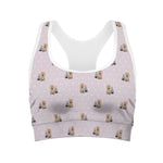 Cute Yorkshire Terrier Pattern Print Women's Sports Bra
