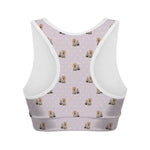 Cute Yorkshire Terrier Pattern Print Women's Sports Bra