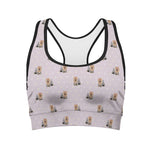 Cute Yorkshire Terrier Pattern Print Women's Sports Bra