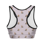 Cute Yorkshire Terrier Pattern Print Women's Sports Bra