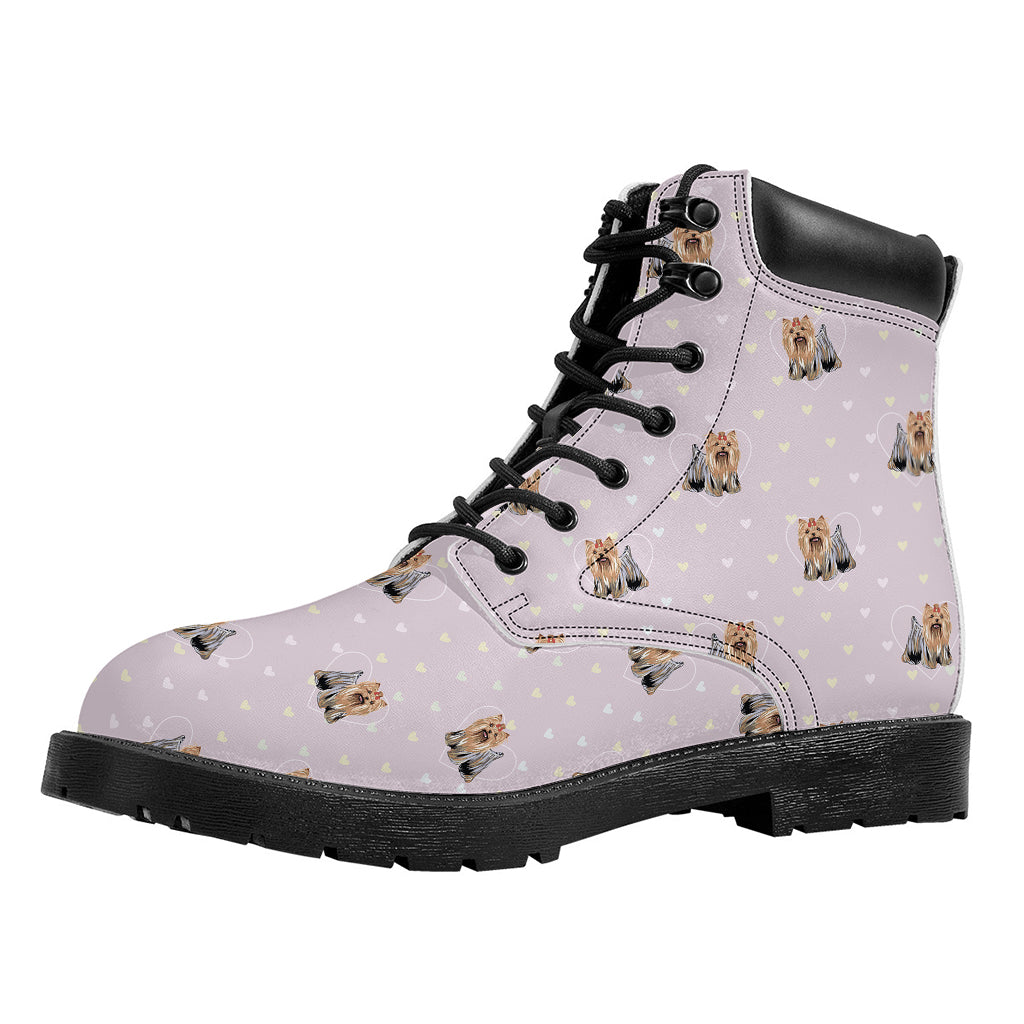 Cute Yorkshire Terrier Pattern Print Work Boots