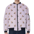 Cute Yorkshire Terrier Pattern Print Zip Sleeve Bomber Jacket