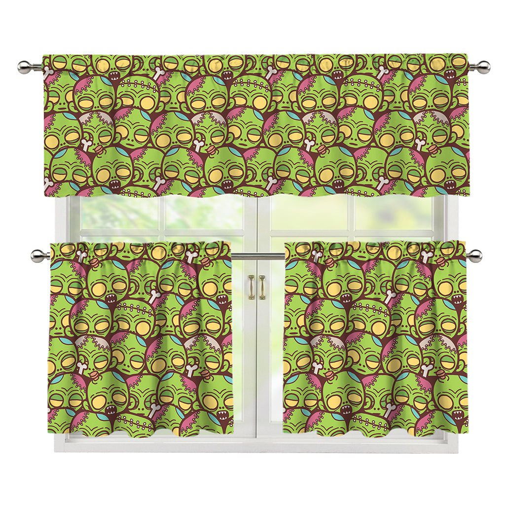 Cute Zombie Pattern Print 3 Piece Kitchen Curtains