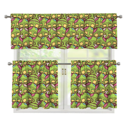 Cute Zombie Pattern Print 3 Piece Kitchen Curtains