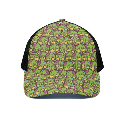Cute Zombie Pattern Print Black Mesh Trucker Cap