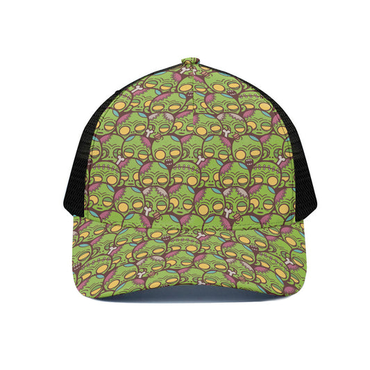 Cute Zombie Pattern Print Black Mesh Trucker Cap