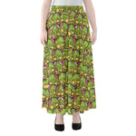 Cute Zombie Pattern Print Chiffon Maxi Skirt