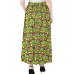 Cute Zombie Pattern Print Chiffon Maxi Skirt