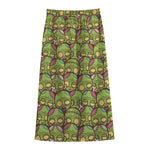 Cute Zombie Pattern Print Cotton Front Slit Maxi Skirt
