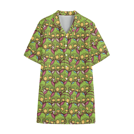 Cute Zombie Pattern Print Cotton Hawaiian Shirt