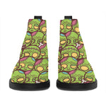 Cute Zombie Pattern Print Flat Ankle Boots