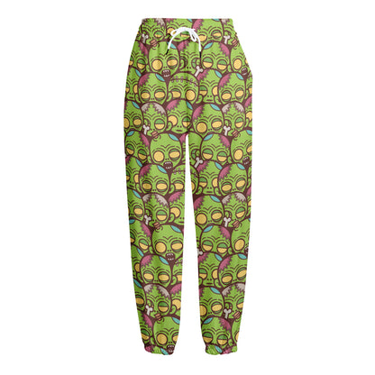 Cute Zombie Pattern Print Fleece Lined Knit Pants