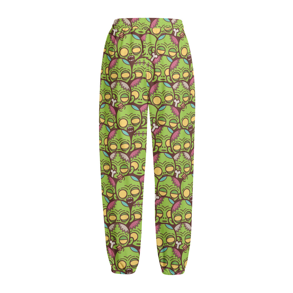 Cute Zombie Pattern Print Fleece Lined Knit Pants
