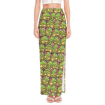 Cute Zombie Pattern Print High Slit Maxi Skirt