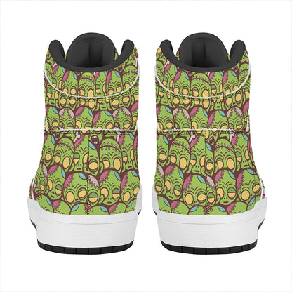 Cute Zombie Pattern Print High Top Leather Sneakers