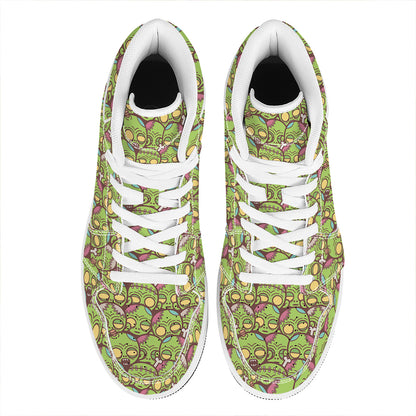 Cute Zombie Pattern Print High Top Leather Sneakers