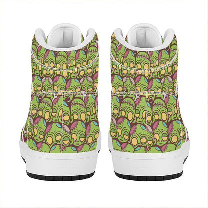 Cute Zombie Pattern Print High Top Leather Sneakers