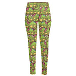 Cute Zombie Pattern Print High-Waisted Pocket Leggings
