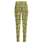 Cute Zombie Pattern Print High-Waisted Pocket Leggings