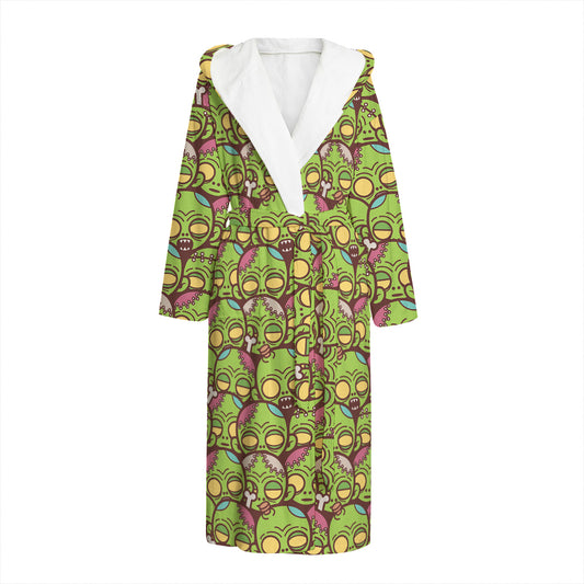 Cute Zombie Pattern Print Hooded Bathrobe