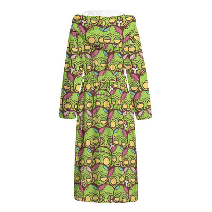 Cute Zombie Pattern Print Hooded Bathrobe