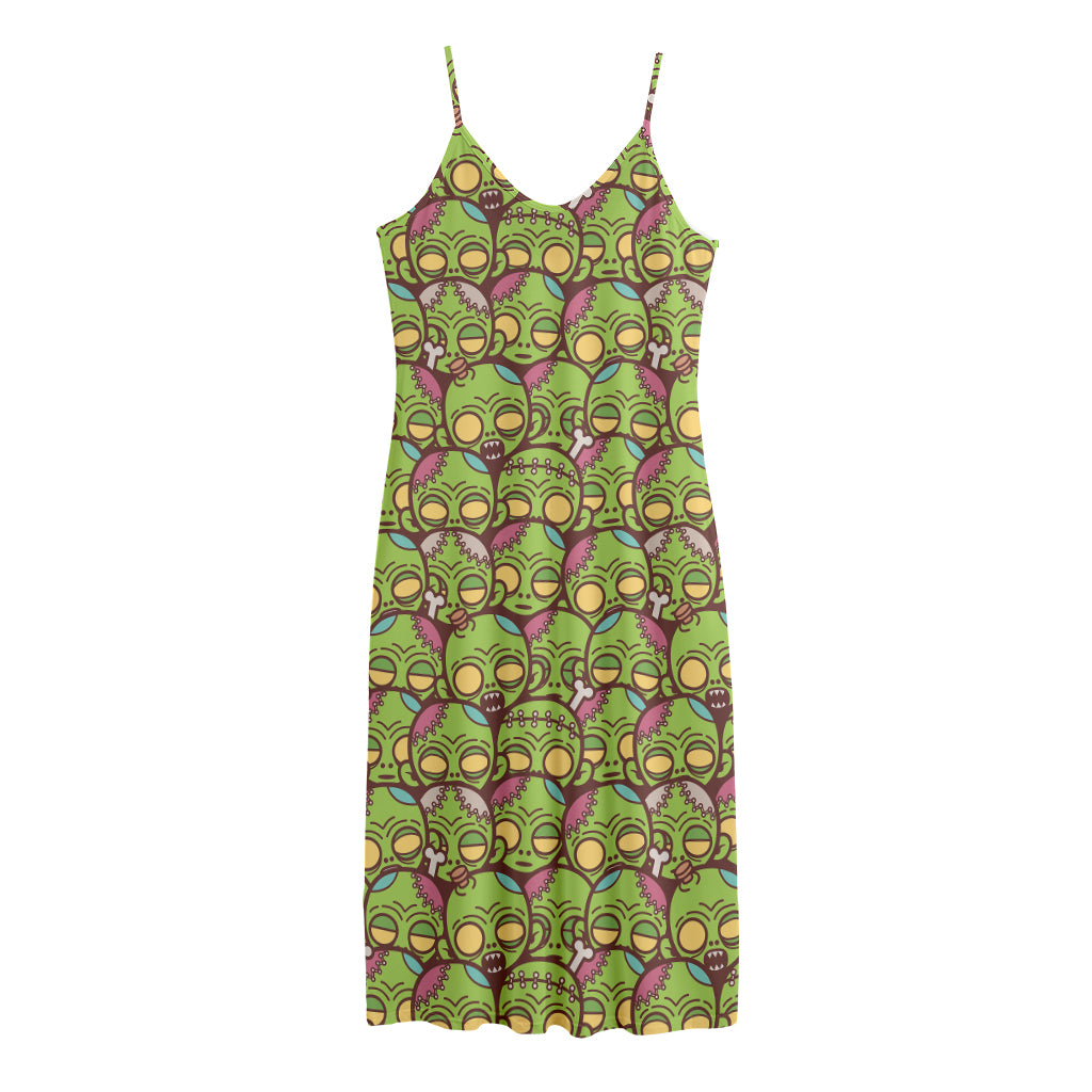 Cute Zombie Pattern Print Jersey Midi Cami Dress