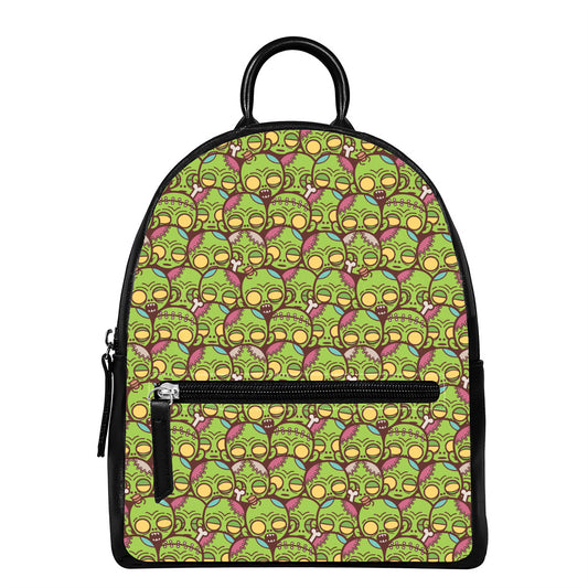 Cute Zombie Pattern Print Leather Backpack